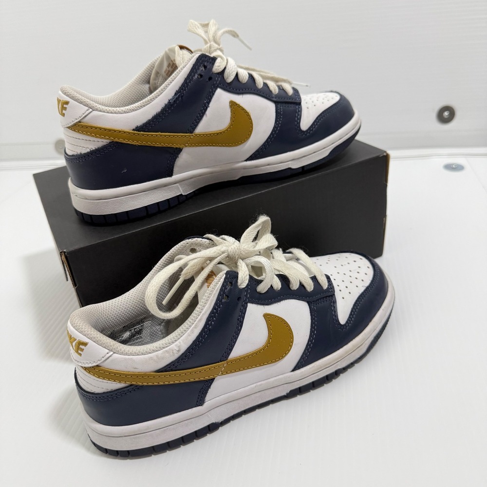 Nike Dunk Low GS Youth 4Y Women's 5\.5 Midnight Navy Wheat Sneakers FB9109\-111